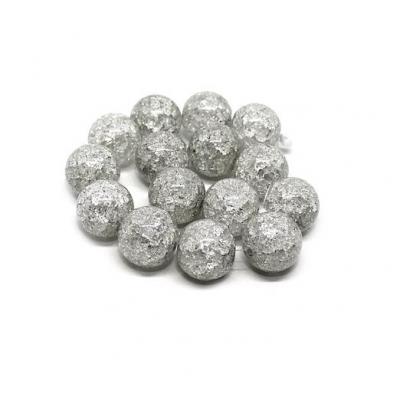 Lot de 15 perles en cristal de roche gris givré 12mm sur fil