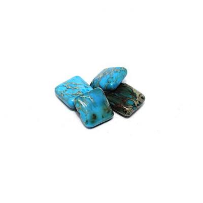 Lot de 4 perles Jaspe impérial Turquoise/Brun 10x10 mm