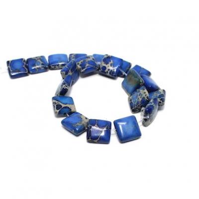 Lot de 18 perles Jaspe impérial Bleu saphir/Brun 10x10 mm