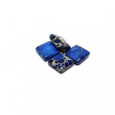 Lot de 4 perles Jaspe impérial Bleu saphir 10x10 mm