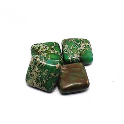 Lot de 4 perles Jaspe impérial Vert menthe/Brun 10x10 mm