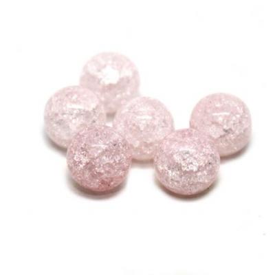 Lot de 6 perles en cristal de roche Rose pâle givré 8mm