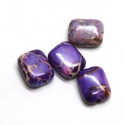 Lot de 4 perles plates Jaspe impérial violet 8x12 mm