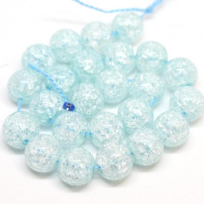 Lot de 24 perles en cristal de roche bleu givré 8mm sur fil