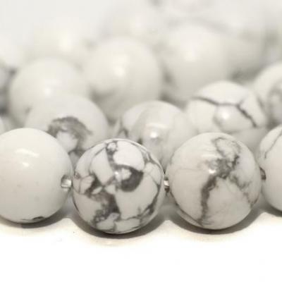 Lot de 46 perles de Howlite blanche 8mm sur fil