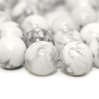 Lot de 22 perles Howlite blanche 8mm sur fil