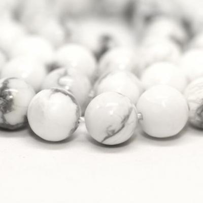 Lot de 58 perles Howlite blanche 6mm sur fil