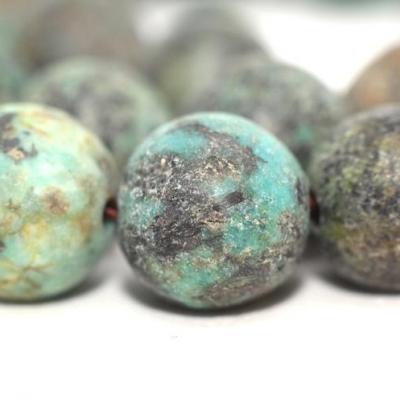 Lot de 36 perles de Turquoise africaine matte 8mm sur fil