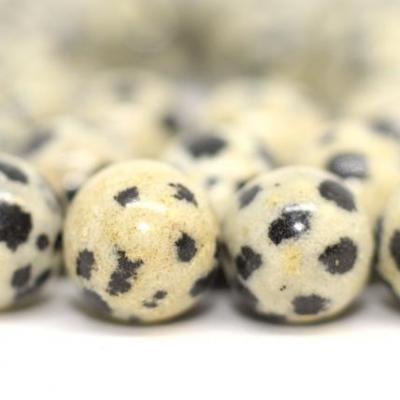 Lot de 46 perles de Jaspe Dalmatien 8mm sur fil