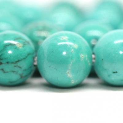 Lot de 24 perles de Howlite teintée turquoise 8mm sur fil