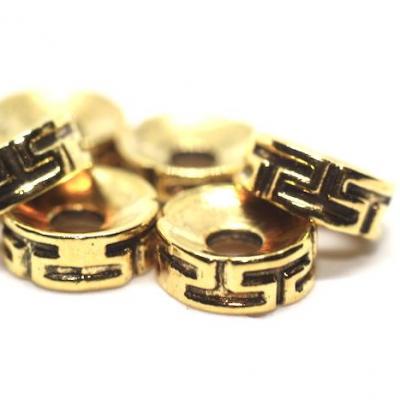 Lot de 30 perles séparatrices métal doré symbole tibétain 7x3mm