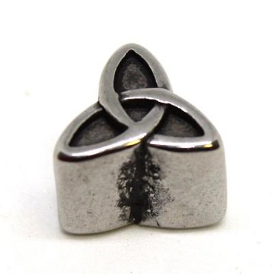 Perle  noeud celtique en acier inoxydable argent mat 12x11mm, Trou: env. 4.8mm