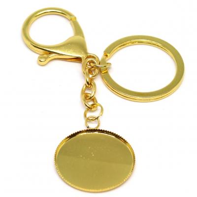 Porte-clés en alliage doré pour cabochon 25mm