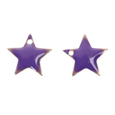 Lot de 2 sequins émaillés étoile violette, 12x11mm
