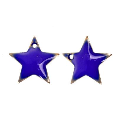 Lot de 2 sequins émaillés étoile bleue, 12x11mm