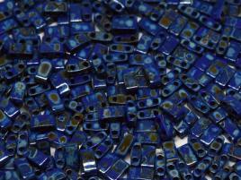Sachet de 10g de perles Miyuki Half Tila Picasso opaque Cobalt-MDK-HTL4518